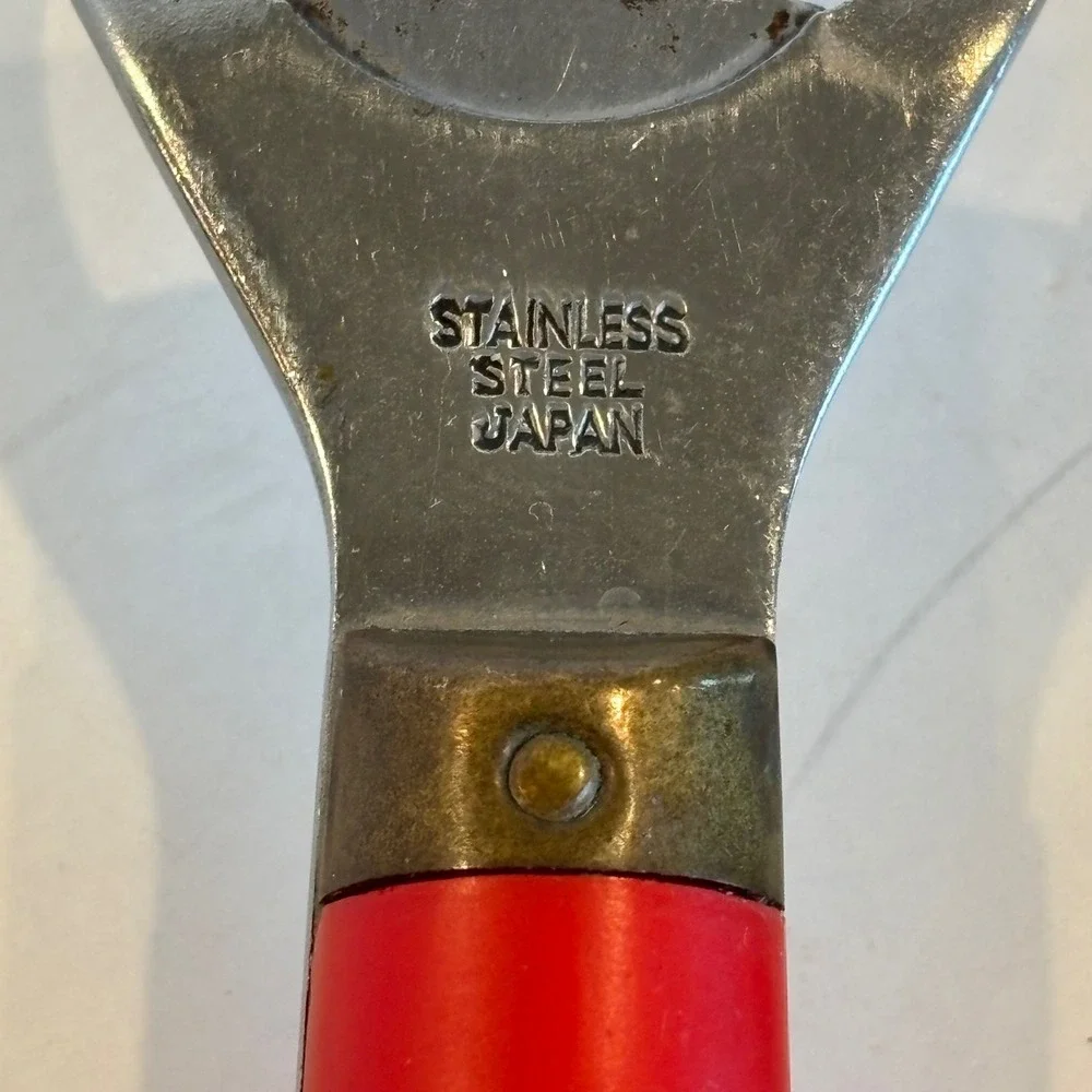 Vtg Melron Flatware Bistro Pattern Red Brass Bottle Opener Fork Knife‎ Stainless